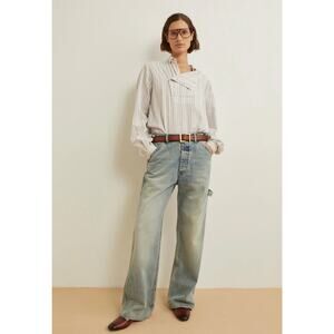 Laurence Bras Faded Blue Carpenter Jeans Wide Leg Baggy Cotton 27 Utility